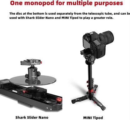 IFOOTAGE Cobra RB-A300,Round Base Monopod,Professional Camera Aluminium Monopod with Quick Adjustment Height Buckle,Compatibility DSLR Cameras Camcorders(151cm/59.44Inc)