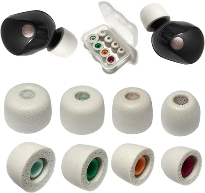 Memory Foam Tips for Sony WF-1000XM5 Replacement Tips for WF-1000XM5 WF-1000XM4 Earbuds Case, 4 Pairs Gray