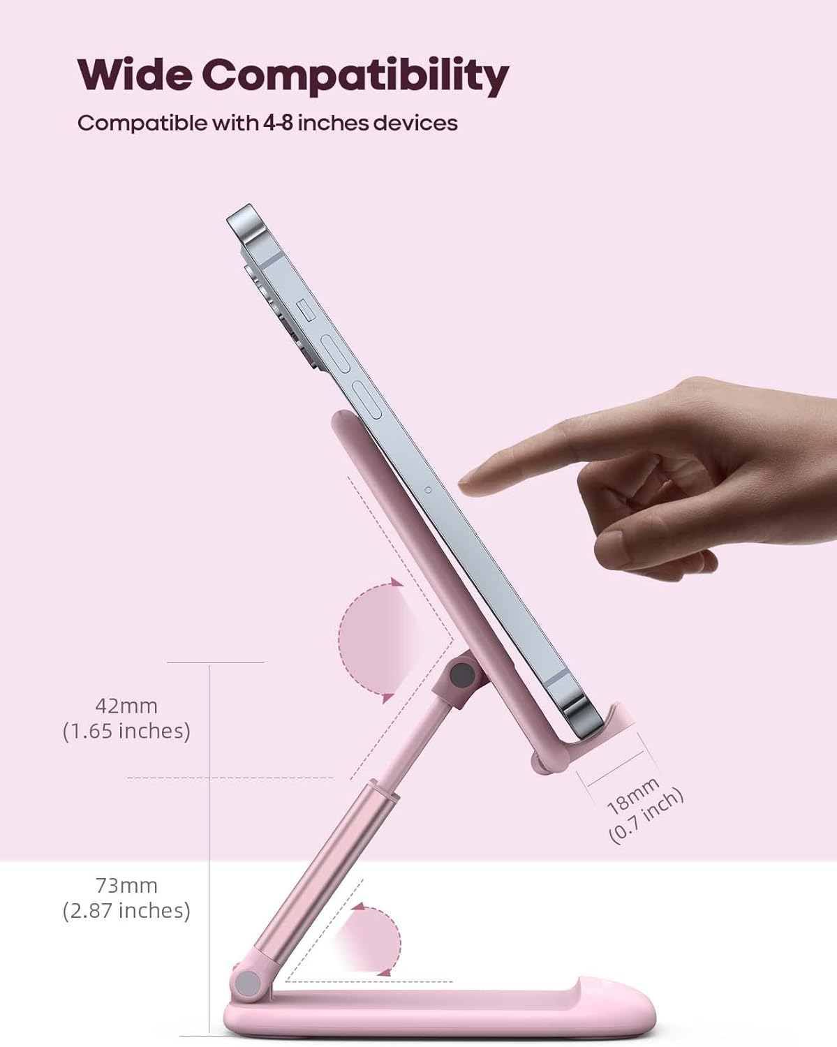 Lamicall Pink Phone Holder, Desk Accessories - Rose Gold Pink Office Cell Phone Holder, Desktop, Office Desks Accessories, Desk Decor for Women, for iPhone, 4-8'' Phone