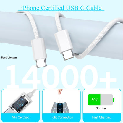 10FT iPhone 16e Charger Fast Charging,2Pack 20W USB C Apple 16e 15 Pro Charger Block & 10Foot Long USBC Woven Cable Cord for iPhone 16/16e/16 Pro Max/16 Pro/16 Plus/15/15 Pro Max/15 Plus/iPad Pro 12.9