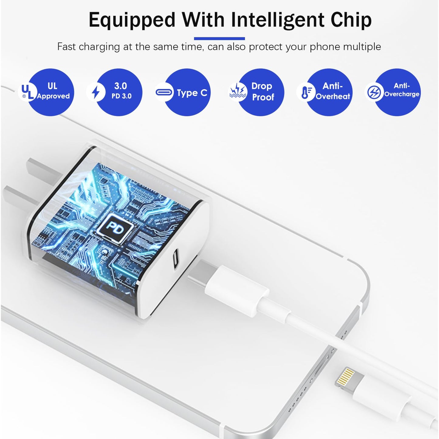 【Apple MFi Certified】Fast Charger iPhone,Fast i Phone Charging Cord 3Pack iPhone Charger Fast Charging Plug Block 6FT USB C to Lightning Cable for iPhone 14/14 Pro Max/Plus/13 Mini/12/11/XR/XS,AirPods