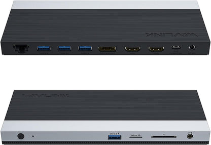 WAVLINK USB C Docking Station 3 Monitor with 100W PD, USB-C Laptop Dock Triple Display for Dell Hp Lenovo Windows, Type C Adapter Hub - Dual HDMI, DisplayPort, Ethernet, 4 USB3.0, SD/TF Slot, Audio