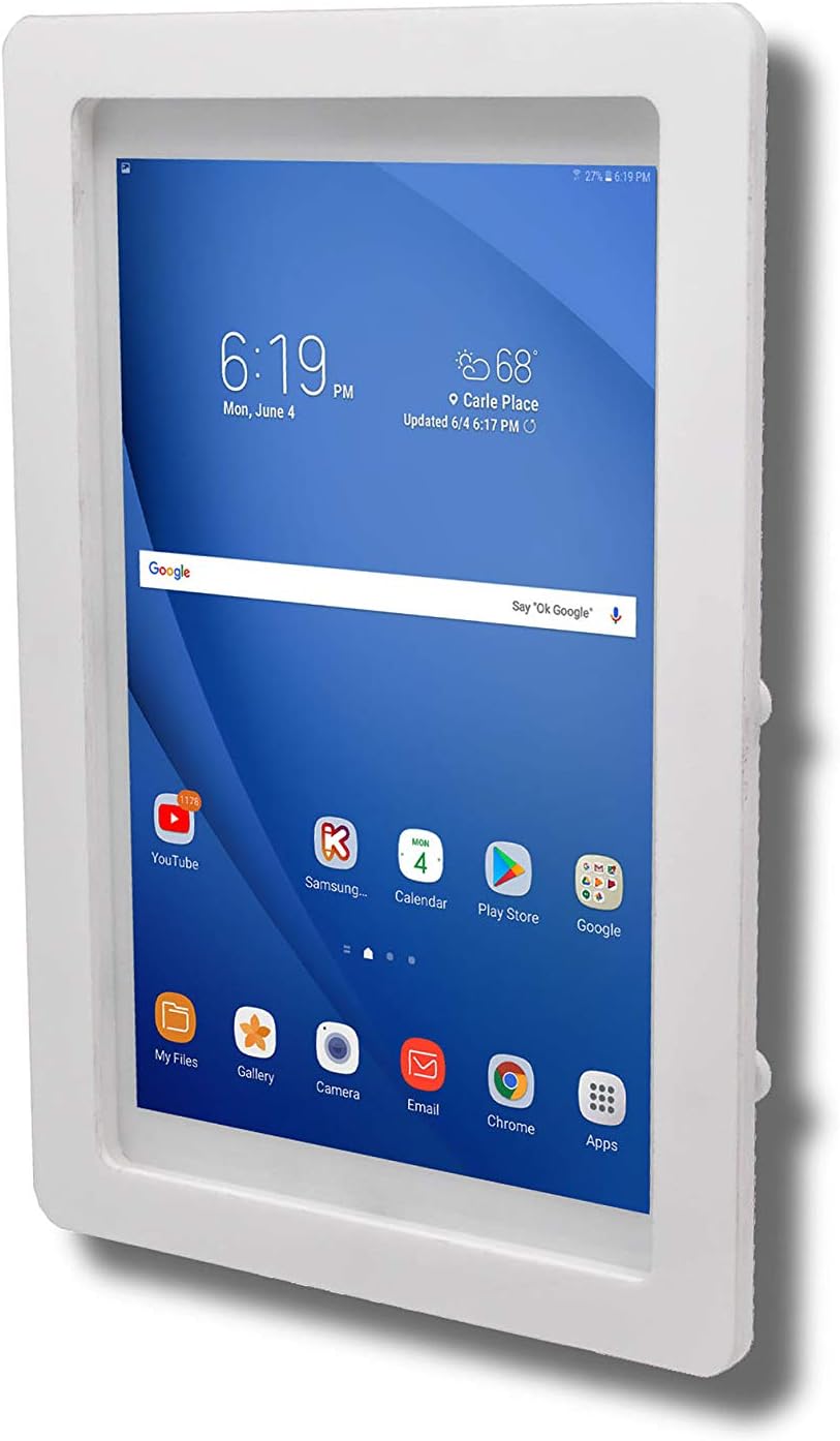 TABcare Anti-Theft Acrylic VESA Enclosure for Galaxy TAB A 8.0" w S-Pen Tablet with Free Wall Mount Kit & 90-Degree Angle Charge Cable (TAB A 8.0 w S-Pen SM-P200, White)