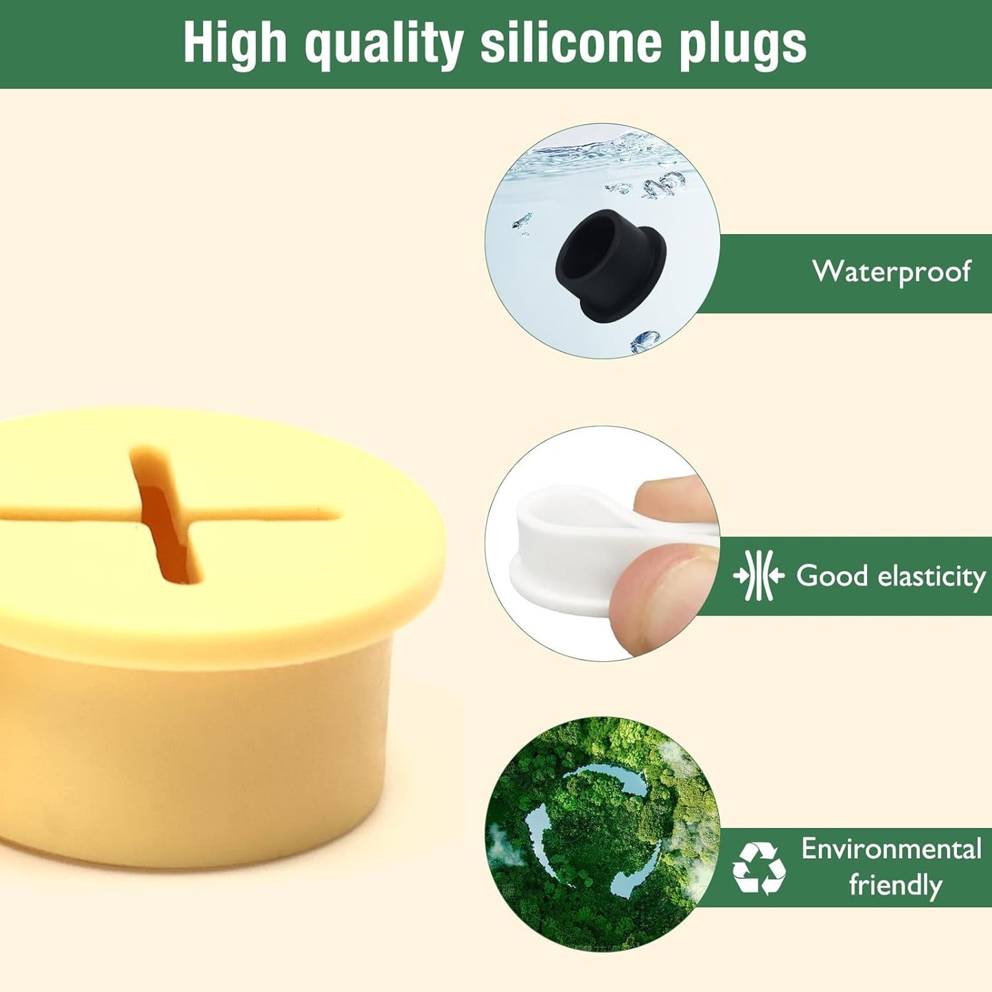 20Pcs Desk Grommet, 3/4" (20mm) White Silicone Cord Hole Cover, Flexible Rubber Wire Grommets, Wall Grommets for Cables Management, Table, Countertop, Cabinets and Furnitures Wire Organizer