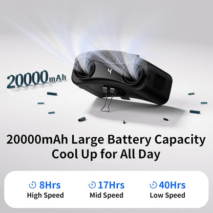Socool 20000mAh Portable Waist Fan Clip on Wearable Belt Personal Fan Rechargeable, 40H Cooling Battery Operated with 10 Speeds & Dual Air Outlets, Neck Fans Hanging for Outdoor Jobsite Camping