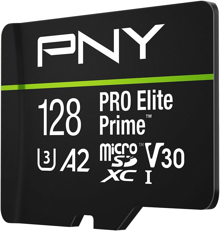 PNY 128GB PRO Elite Prime™ C10 U3 V30 A2 microSDXC Flash Memory Card & Performance Prime™ Reader – Ultra-Fast Speeds, Read 200MB/s, Write 150MB/s, 4K UHD, UHS-I, For Smartphones, Drones, Action Camera