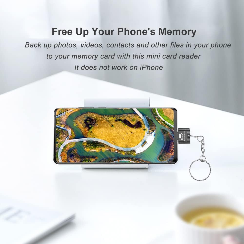 Type C Micro SD Card Reader, BorlterClamp USB C TF Card Reader Adapter with Keychain, Compatible with MacBook, iPhone 15,Laptops, Galaxy Phones and More