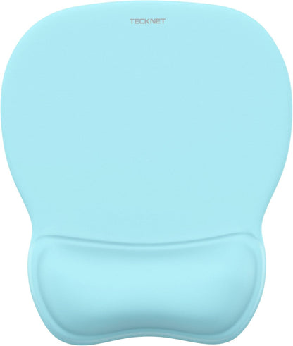 TECKNET Gel Mouse Pad with Wrist Rest, Ergonomic Office Mousepad with Wrist Support - Non-Slip & Smooth Surface Comfortable Desk Accessories Mat for Office, Gaming and Study - LT.Blue