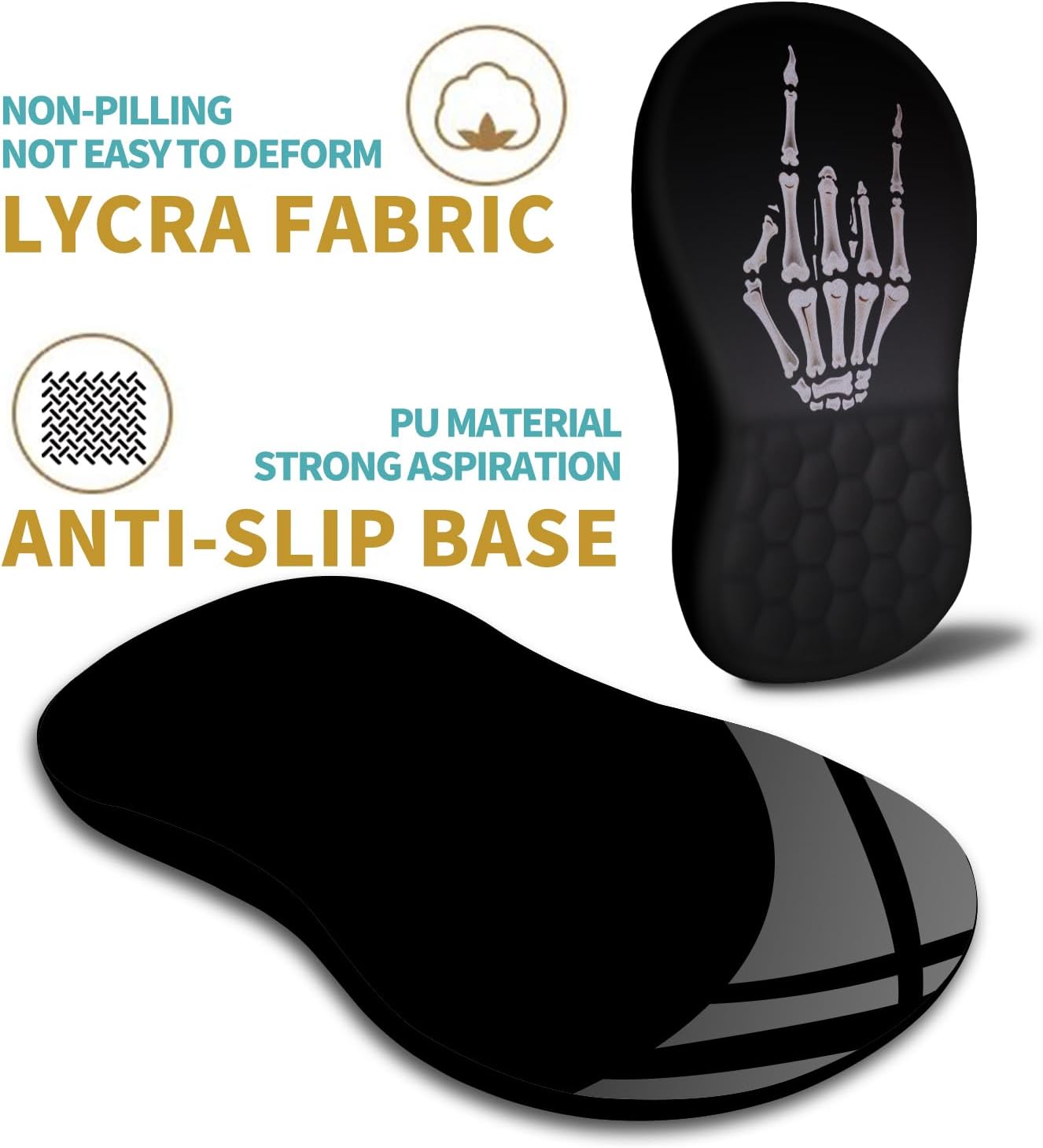 Hokafenle Ergonomic Mouse Pad Wrist Support with Massage Design, Wrist Rest Pain Relief Mousepad with Memory Foam&Non-Slip PU Base, Mouse Pads for Wireless Mouse & Desk (12x8 inch,Devil's Horn)