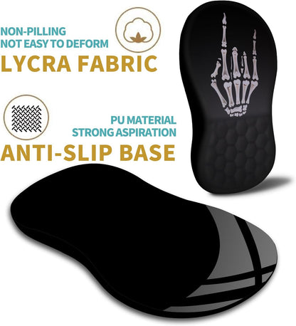 Hokafenle Ergonomic Mouse Pad Wrist Support with Massage Design, Wrist Rest Pain Relief Mousepad with Memory Foam&Non-Slip PU Base, Mouse Pads for Wireless Mouse & Desk (12x8 inch,Devil's Horn)