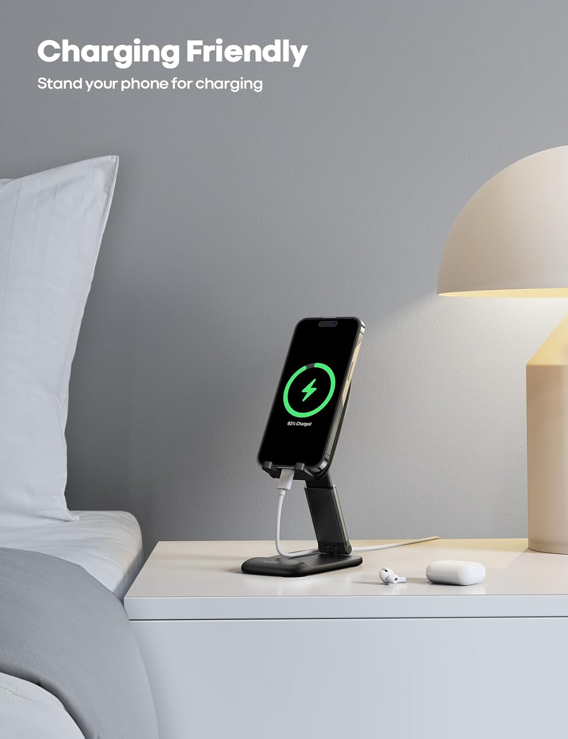 Lamicall Cell Phone Stand for Desk - [Height Adjustable] Foldable Mobile Phone Holder, Portable Stand for iPhone 16 15 14 13 12 11 Pro Max Plus, Galaxy S25 S24, All Cellphones, Office Accessories