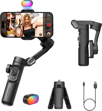 Gimbal stabilizer for Smartphone,Gesture Control/face Tracking,Magnetic Fill Light,Foldable Handheld Phone Gimbal,3-axis stabilizer TikTok YouTube Vlog Recording XE kit
