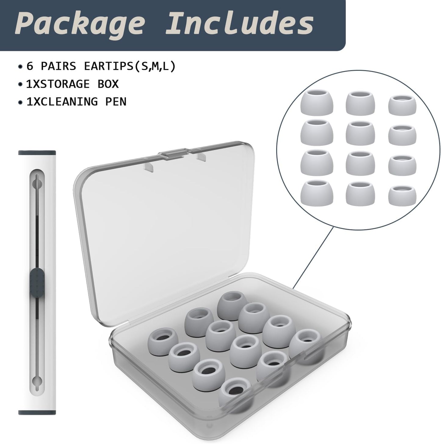 6 Pairs Replacement Eartips for Samsung Galaxy Buds Pro Headphones, Silicone Tips Earbuds Eartips Set, L/M/S Earplug Replacement Accessories (Purple, with Pen)