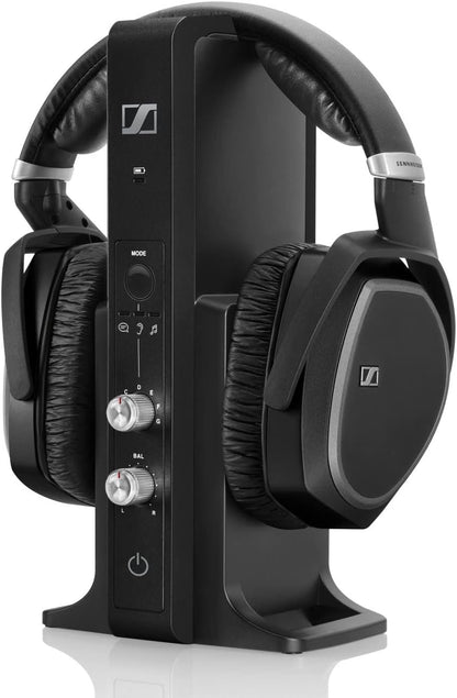 Sennheiser Consumer Audio RS 195 RF Wireless Headphone Systems for TV Listening with Selectable Hearing Boost Preset,Black