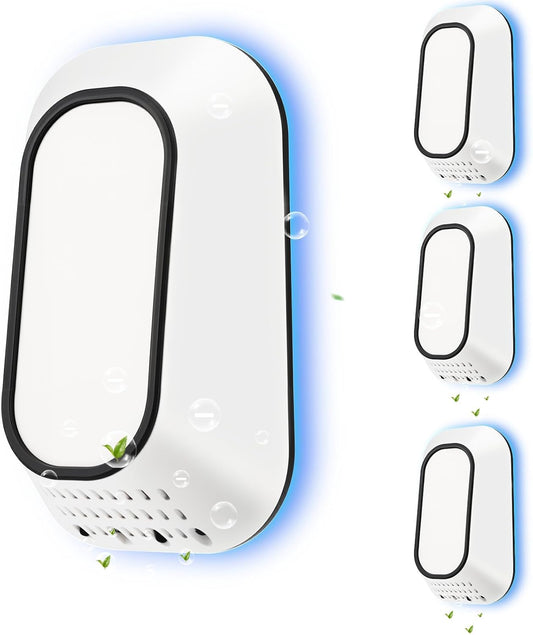 Plug In Ionizer Air Purifier With 4 Negative Ion Output Heads,Small Air Freshener With Backlight,Quiet and Energy-Saving, Ideal Air Cleaners for Home,Bedroom,Office,Living Room and Pet Room(4)