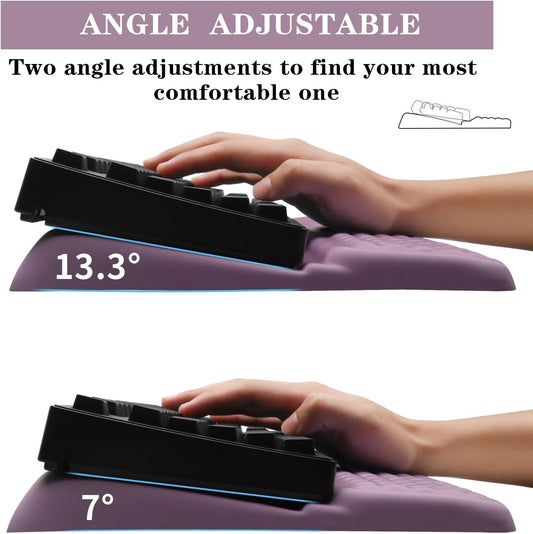 Computer Keyboard Stand Pad with Wrist Rest, Ergonomic Comfy Tilted Keyboard Stand Riser Holder Pad for Office Home (Purple)