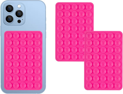 2 Pack Silicone Double-Sided Suction Grip – 40 Cups per Side, Strong Hold for iPhone, Galaxy, Pixel, Android – Hands-Free for Selfies & Videos (Rose Red)