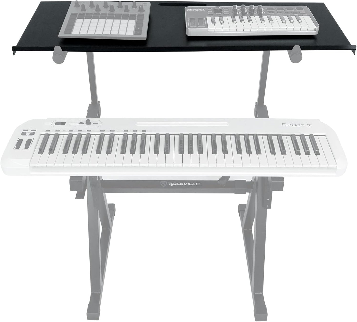 Rockville Z-SHELF Universal Shelf for Z-Stand and X-Stand, 35.4x13.78in Steel Platform, Foam-Padded Edge, Lightweight 7.3 lbs, for Musicians and DJs