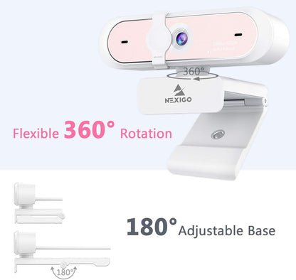 NexiGo N660P 1080P 60FPS Webcam with Software Control, Dual Microphone & Cover, Autofocus, HD USB Computer Web Camera, for OBS/Zoom/Skype/FaceTime/Teams/Twitch, Pink