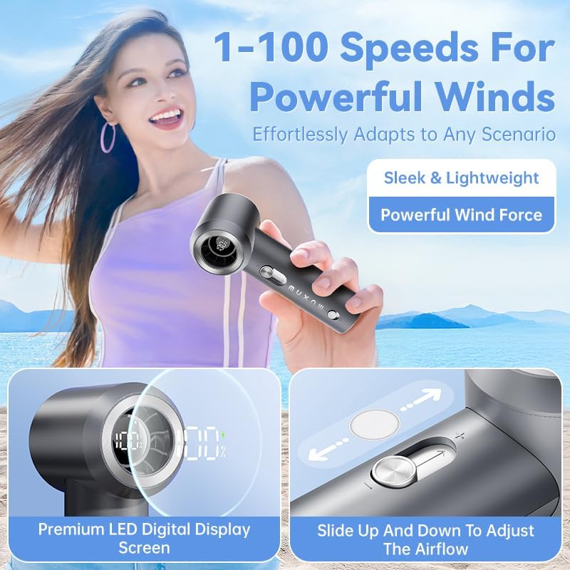Portable Fan For Travel Mini: Small Pocket Handheld Personal Rechargeable Battery Operated USB High Speed Keeping Cool In Hot Weather Beach Gifts For Women (gray)
