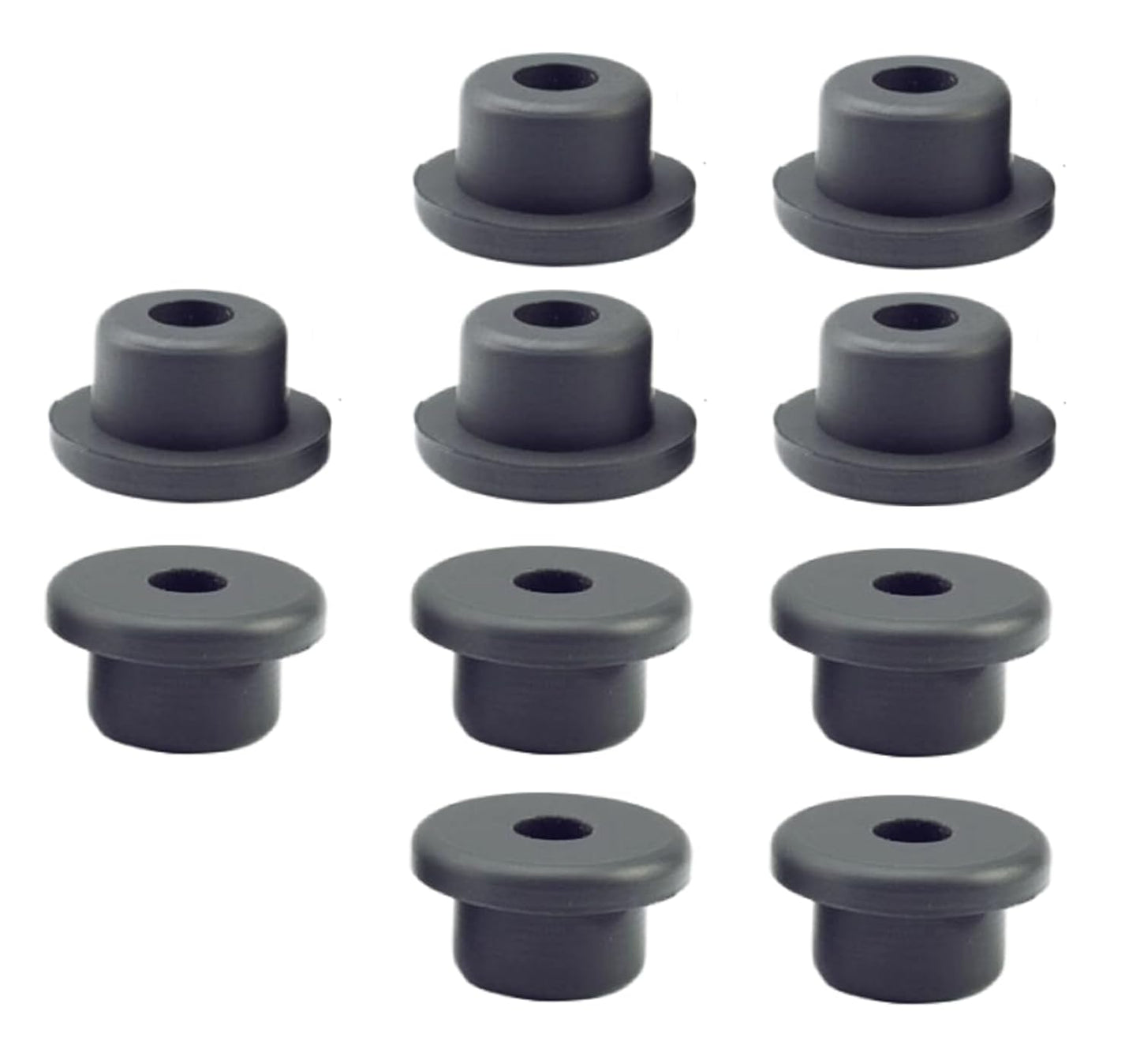 10 pcs 13/16" Drill Hole，3/8" ID Black Silicone Top hat Rubber Grommets for Wiring，Automotive，Firewall，Hole Plug，Desk，Screw，Water and Gas Pipe，Drain，House Siding，Cable Bushing，Glass，Wire Plug
