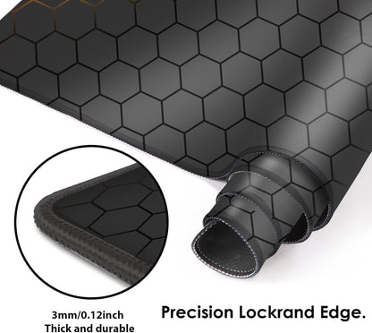 Galdas Gaming Mouse Pad XXL XL Large Long Extended Big Mousepad Non-Slip Rubber Keyboard Mouse Pad with Stitched Edges for Laptop Home Office (31.5x11.8x0.08 Inch) … (Grid)