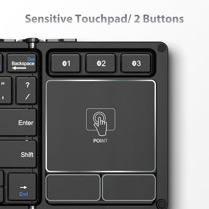 iClever Foldable Keyboard, BK08 Bluetooth Keyboard with Sensitive Touchpad (Sync Up to 3 Devices), Tri-Folding Pocket-Sized for Windows Mac Android iOS