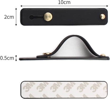 Removable and Reusable Cell Phone Grip Strap, Yetaida Telescopic Finger Kickstand Bracket Universal Silicone Phone Holder Stand and Portable Finger Loop for Most Smartphones Case (Black)