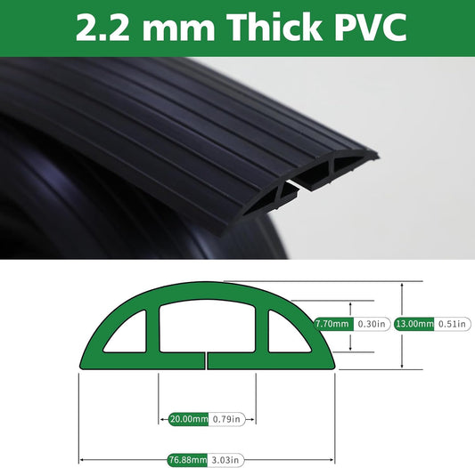 4ft Floor Cable Cover Heavy Duty PVC Cord Cover Wire Cover to Prevent Trip Hazard for Home Office or Outdoor(4ft, Black)