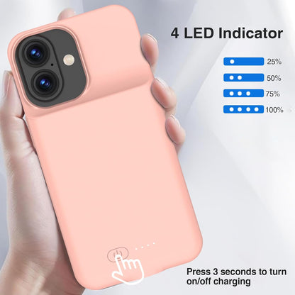 GIN FOXI Battery Case for iPhone 17, Charging Case Charger 8500mAh Ultra-Slim Lightweight Powerful Battery Pack 15W Fast Rechargeable Anti-Fall TPU Juice Box for iPhone 17 (6.3") Pink