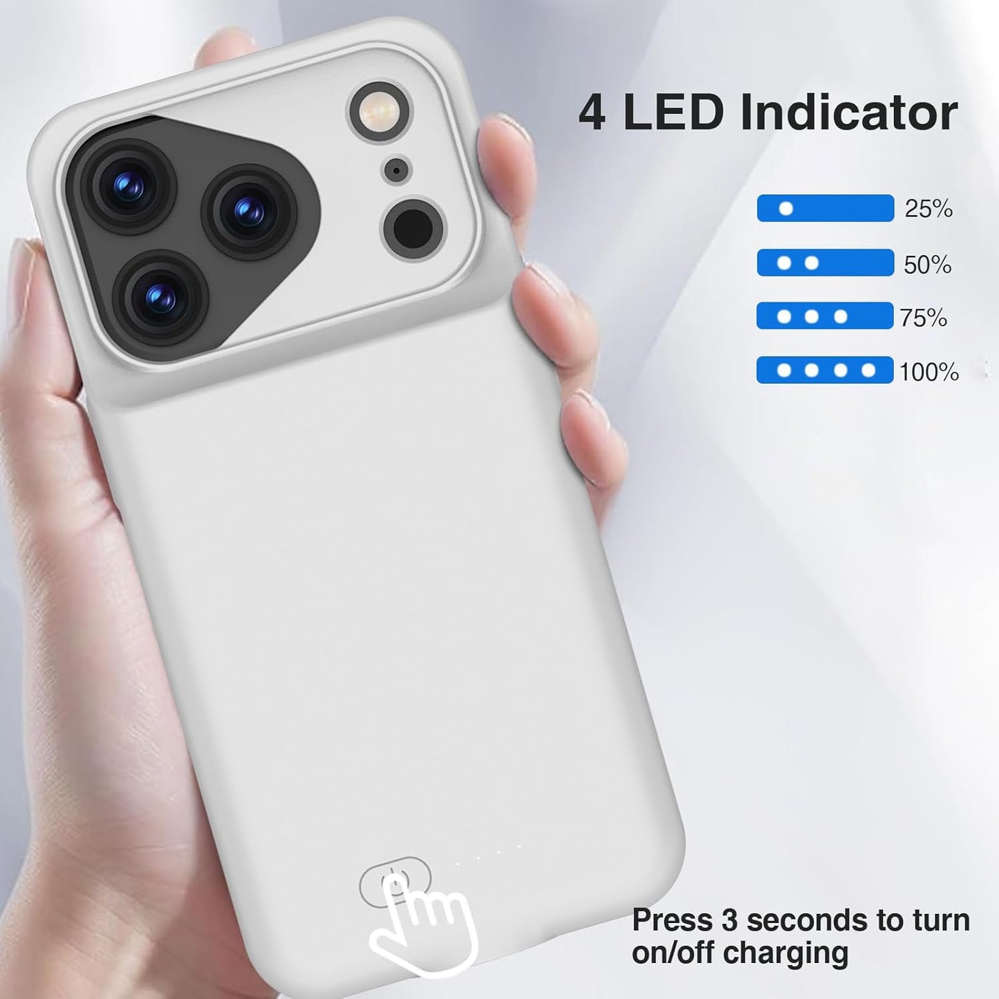 Battery Case for iPhone 17 Pro, Charging Case Charger 8500mAh Ultra-Slim Lightweight Powerful Battery Pack 15W Fast Rechargeable Anti-Fall TPU Juice Box for iPhone 17 Pro (6.3") Grey