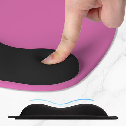 ITNRSIIET Ergonomic Mouse Pad, Cushioned Gel Wrist Rest, Non-Slip Base, Smooth Surface, Cute Multi-Color, 9.5 x 8.2 in, Black-Pink Contrast