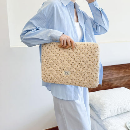 Puffy Laptop Sleeve 13-15.6 Inch Cute Quilted Laptop Protective Case Padded Floral Computer Sleeve for MacBook (A-Yellow, 13 Inch)