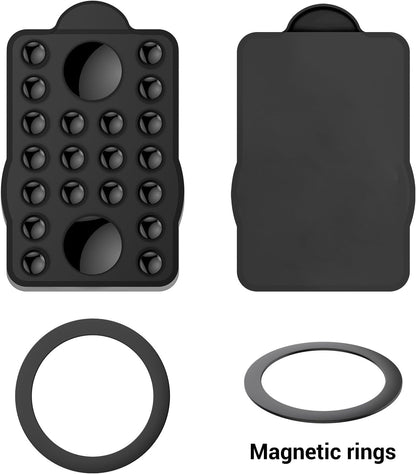for Magnetic Silicone Suction Phone&Case Adhesive Mount - iPhone & Android,Hands-Free, Strong Grip Holder for Selfies & Tiktok Videos-2.35″x3.55″,Black