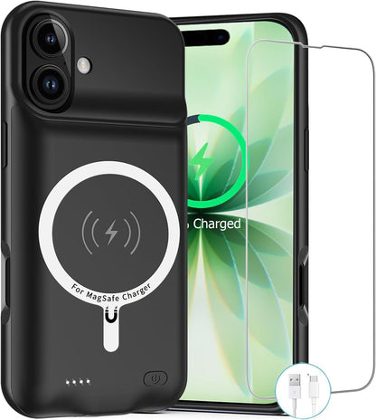 Battery Case for iPhone 17, Upgraded 10000mAh Rechargeable Portable Charging Case with Wireless Charging Compatible for iPhone 17 (6.3 inch) with Carplay Extended Battery Pack Charger Case (Black)