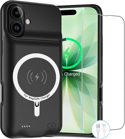 Battery Case for iPhone 17, Upgraded 10000mAh Rechargeable Portable Charging Case with Wireless Charging Compatible for iPhone 17 (6.3 inch) with Carplay Extended Battery Pack Charger Case (Black)
