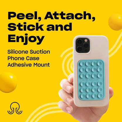 Classic - Silicone Suction Phone Case Adhesive Mount - Hands-Free, Strong Grip Holder for Selfies & Videos - iPhone & Android Compatible - 2.25″ x 3.25″, Pastel Turquoise