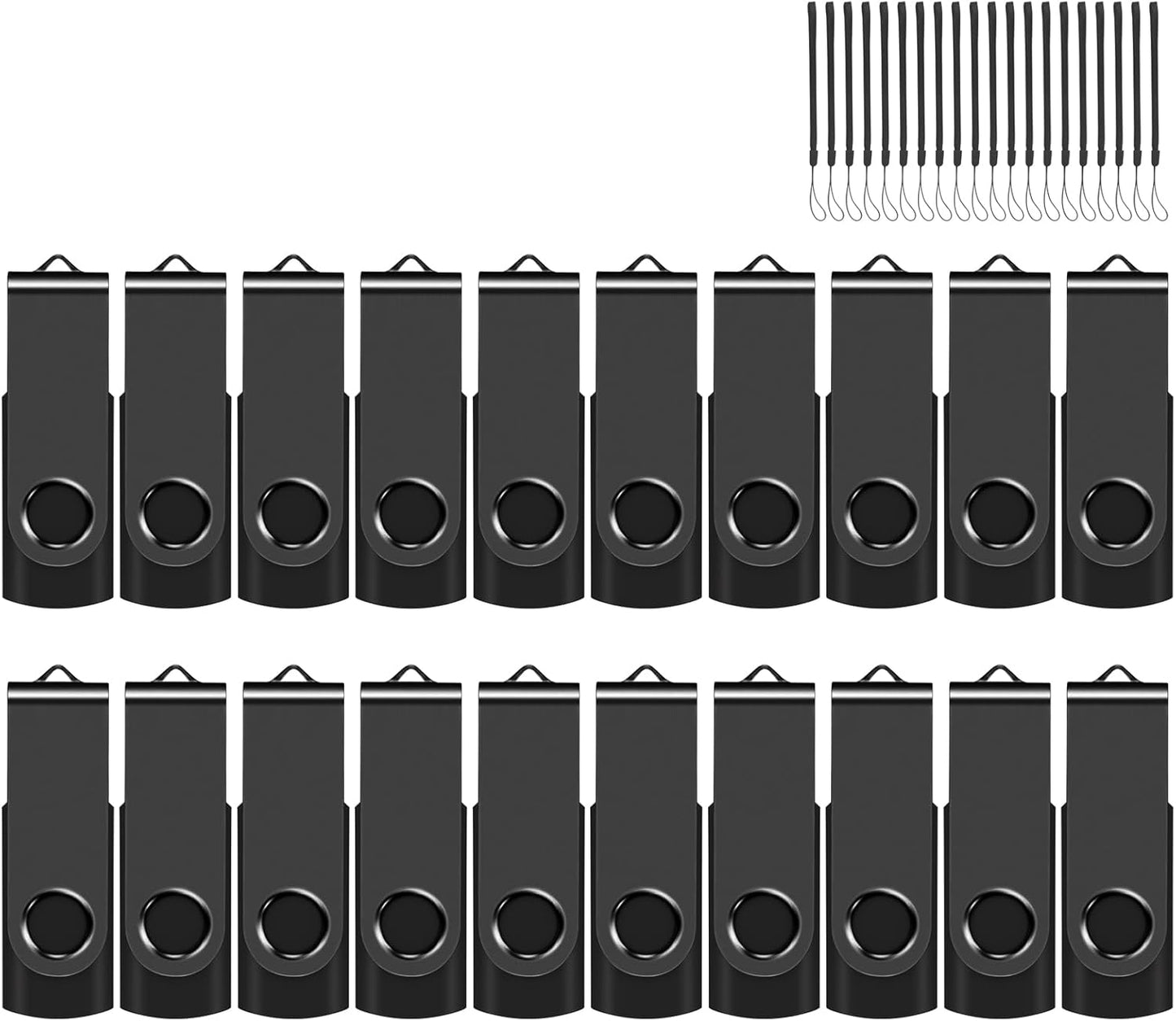 EASTBULL 32GB USB Flash Drive Bulk Thumb Drives 20 Pack with Lanyards USB 2.0 Jump Drive 32GB Memory Sticks Zip Pen Drive for Storage and Backup Black 20PCS