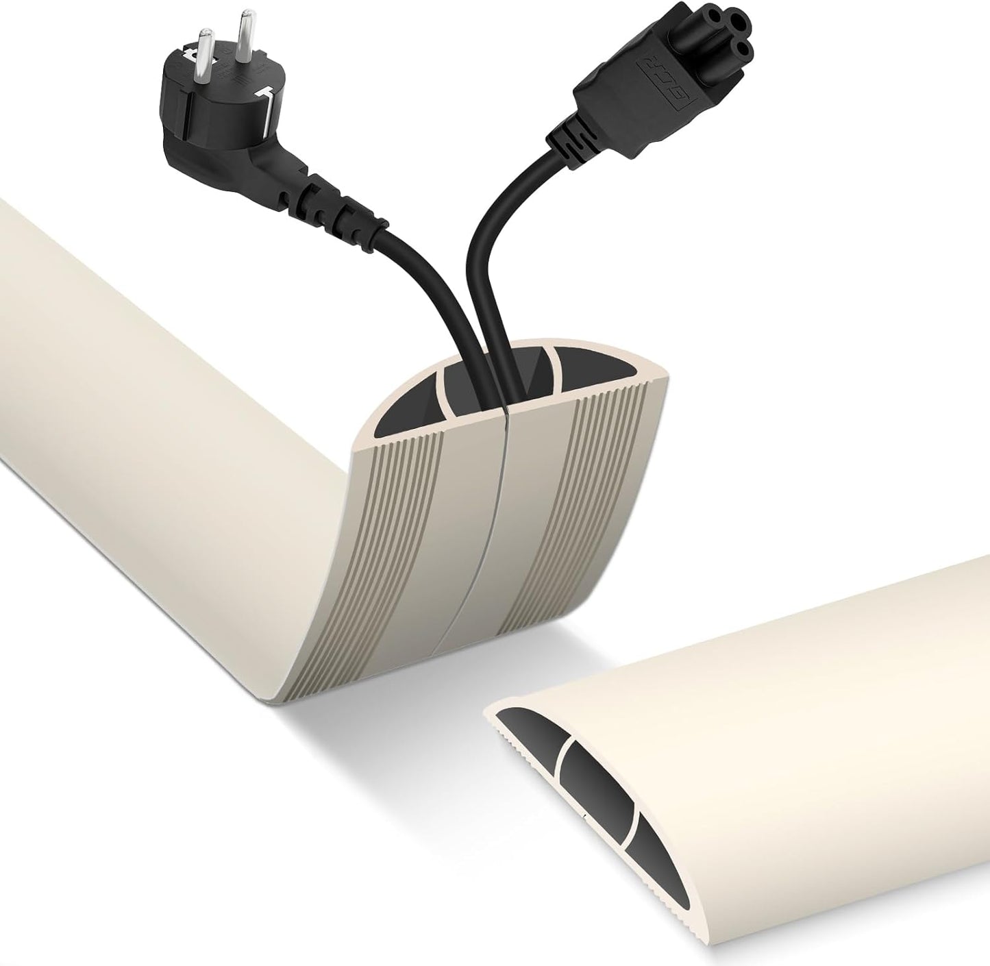 Floor Cord Cover, Cable Protector, 0.63W x 0.31H inches, Wire Cover for Extension Cords, Floor Cable Covers Prevent Cable Trips (Beige, 50-3 Feet)