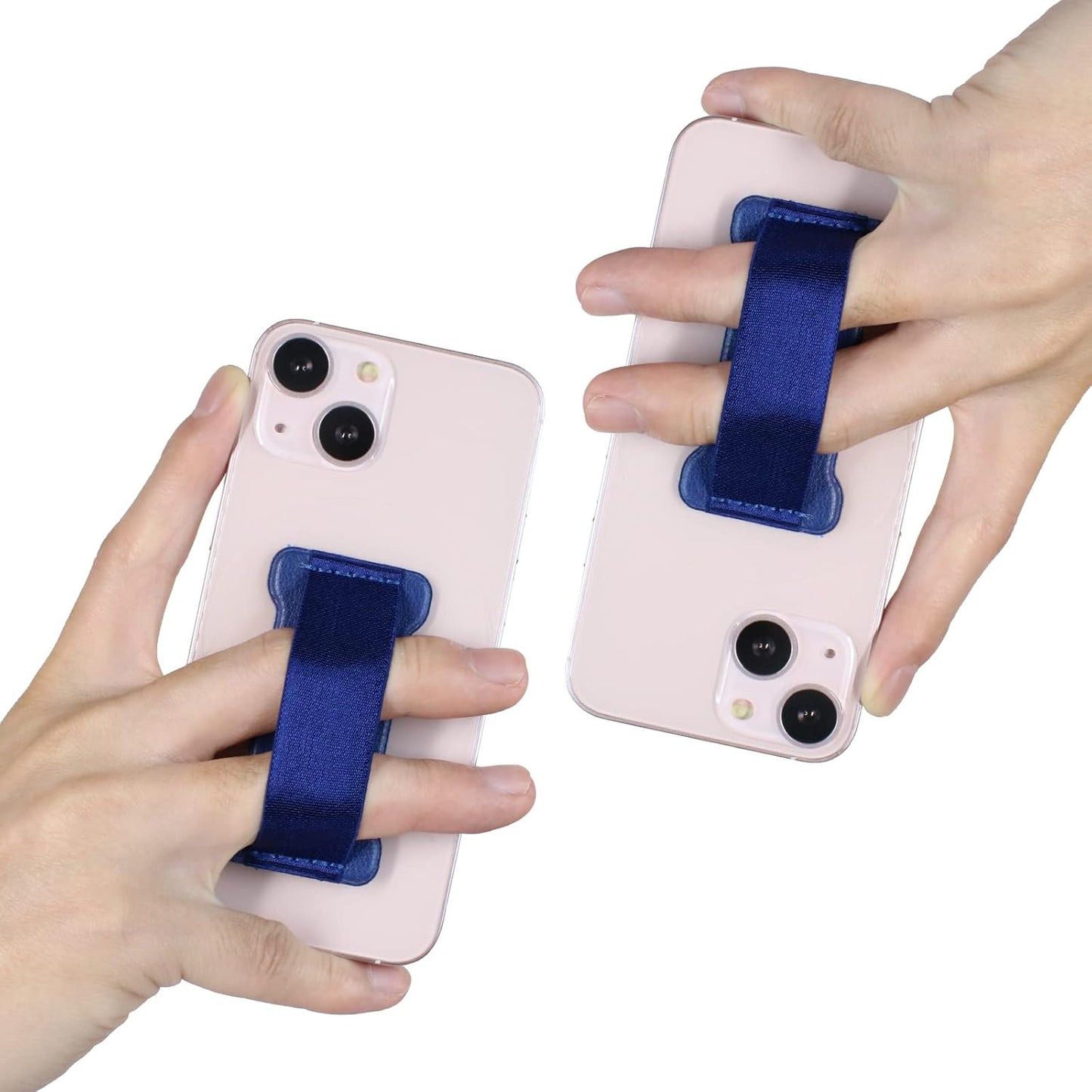 Phone Grip Holder for Hand, Universal Finger Strap Phone Holder, Finger Selfie Grip Compatible with Most Smartphones (Blue) - 2Pack