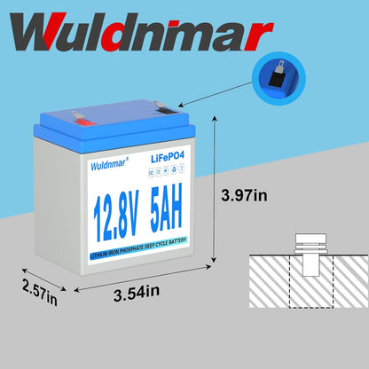 12V 5Ah LiFePO4 Battery, Lithium Battery with BMS, 3000+ Cycles, 64WH Deep Cycle Battery for Marine Battery, Car, RV, Golf Cart, Solar