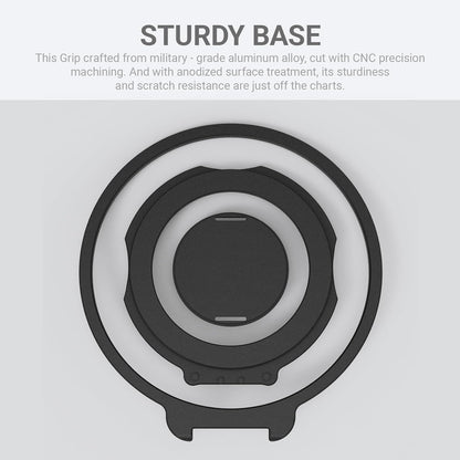 Grat 3 Upgraded Magnetic Phone Grip Stand, 360° Rotatable Silicone Strap Phone Loop Holder, Detachable Ring Kickstand Compatible with Magsafe iPhone 16 15 14 13 12 Pro/max, Black