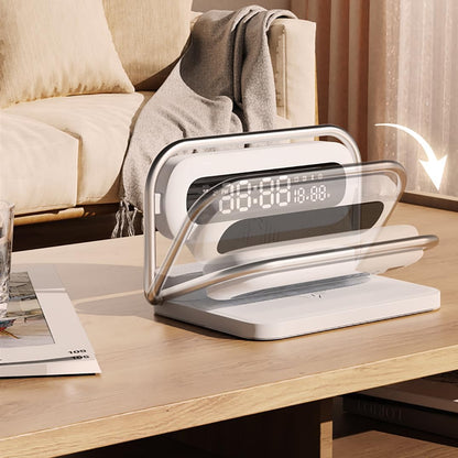 4-in-1 Multifunction Mobile Wireless Charger with Colorful Night Lights, Bluetooth Speaker, Digital Clock Alarm ; M11