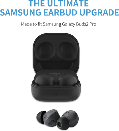 Comply TrueGrip | Premium Memory Foam Replacement Earbud Tips for Samsung Galaxy Buds2 Pro | Enhanced Comfort, Secure Fit, Superior Noise Isolation, Cleaning Tool | Black, Medium (3 Pairs)