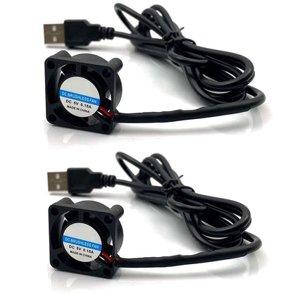 FainWan 2pcs USB 5V DC Fan 2510 Small 2 pin Cooling Cooler Computer 25mm X 10mm (25x25x10)