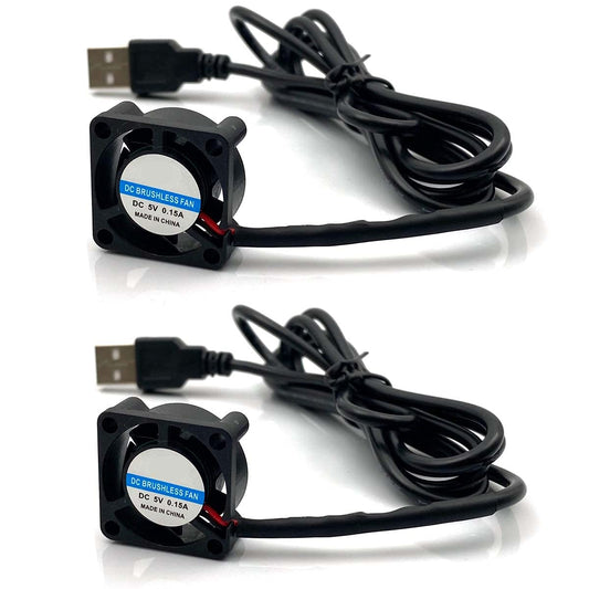 FainWan 2pcs USB 5V DC Fan 2510 Small 2 pin Cooling Cooler Computer 25mm X 10mm (25x25x10)