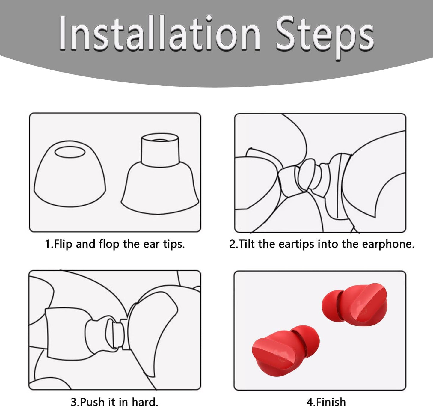 Replacement Silicone Ear Tips for Beats Fit Pro/Studio Buds/Studio Buds+ Headphone, 6 Pairs Earbuds Eartips L/M/S, Eargels Set Fit in Case, Earplug Ear Cap (Red with Pen)