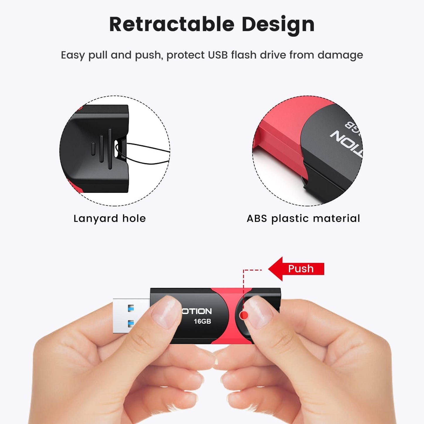 USB 3.0 Flash Drive KOOTION 10 Pack 16GB USB 3.0 Thumb Drive Retractable 16G Zip Drive Ultra High Speed USB Stick Jump Drive Rugged Memory Stick with LED Indicator for Data Storage and Transfer