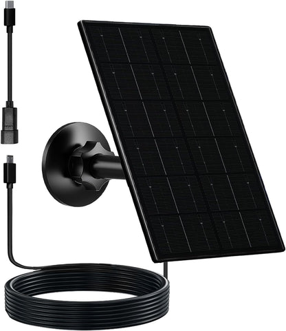Zivif 4W Solar Panel for Security Camera, Solar Panel Charger with USB-C & Micro USB Ports, Compatible with Rechargeable Battery Camera, 360° Adjustable Mount