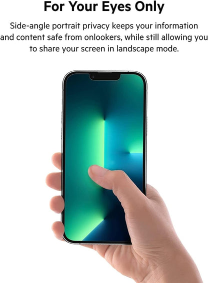 Belkin Privacy Tempered Glass Screen Protector for iPhone 13 and 13 Pro, Treated Surface with Anti-Fingerprint Coating and Bubble Free Application with Included Easy Align Tray